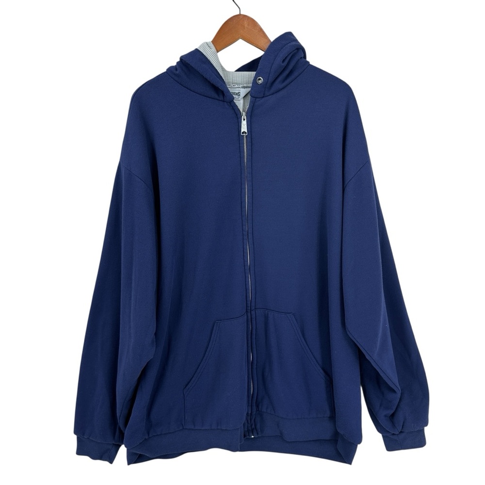 MULESKINS Hoodie Thermal Waffle Lined Zip Up Jacket Blue